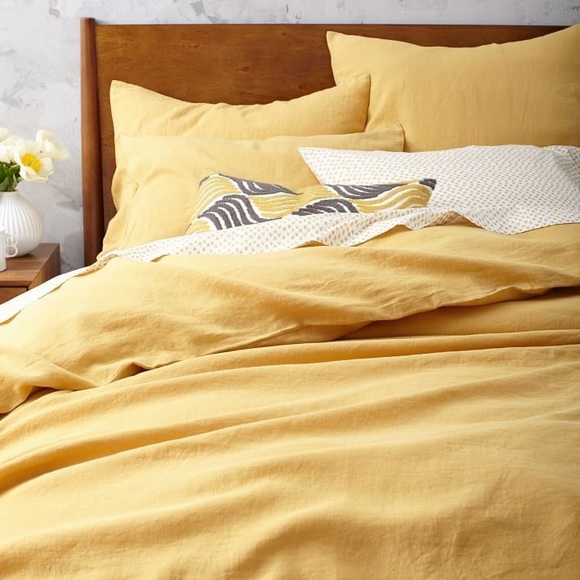 West Elm Bedding Yellow Linen Duvet Cover Poshmark